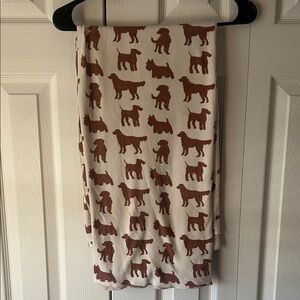 Kate Quinn Cream & Brown Dog Print Blanket